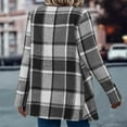 thumbnail image 4 of YUTK Womens Plaid Shawl Collar Cardigan Sweaters Long Open Front Flannel Jacket Buffalo Plaid Shacket Fashion Fall Outfits Gray S, 4 of 7