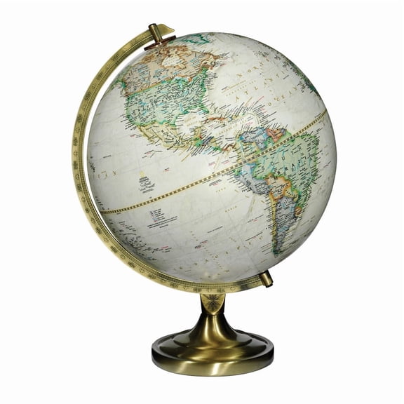 Antique World Globe 12-Inch - Vintage Style, Rotating with Brass Stand, Educational & Decorative Globe