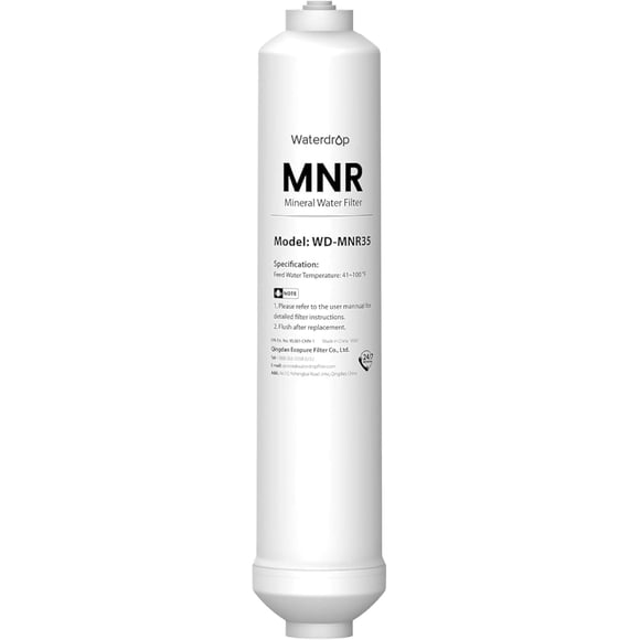 Waterdrop Remineralization Filter WD-MNR35, 1/4" Quick Connect Mineral Filter for Reverse Osmosis System, Restore Essential Minerals for RO System, RO Mineral, Under Sink Water Filtration
