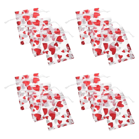 Raindrops 50Pcs Multi Color Mesh Valentine's Day Drawstring Bags for Candy Jewelry Present Packaging