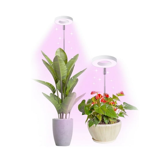 Grow Light, Full Spectrum & Red Blue Spectrum Plant Light for Indoor Plants, Height Adjustable Growing Lamp with Auto On/Off Timer 3/9/12H, Pack of 2