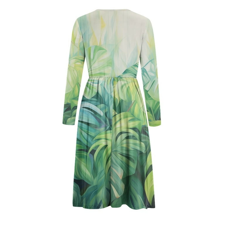 SCRAWLGOD Palm Leaf Nursing Dresses Breastfeeding Long Sleeve Maternity  Dress for Women Crewneck Pregnancy Dresses for Baby Shower Size S Elastic  Swing Dress for Women Midi - Walmart.com