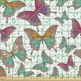 thumbnail image 2 of Ambesonne Butterfly Fabric by the Yard Upholstery, Colorful Wings and Dots, 3 Yards, Multicolor, 2 of 5