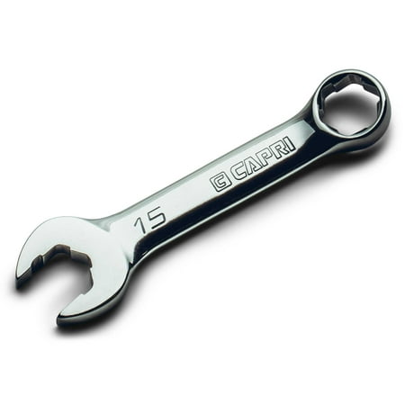 UPC: 0886352117807 | Capri Tools 15 mm WaveDrive Pro Stubby Combination Wrench for Regular and Rounded Bolts