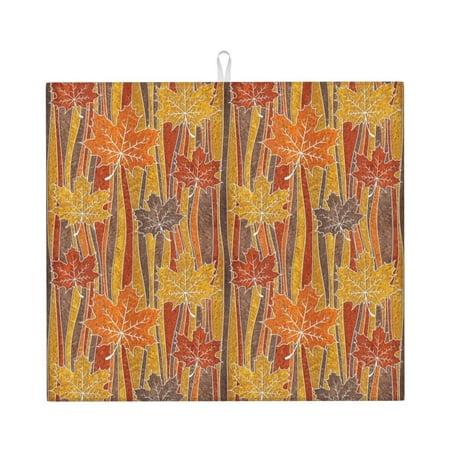 

Matuu Autumn Maple Leaf Stripes for Dish Drying Mat for Kitchen Counter for Kitchen and Dining Kitchen Counter Accessories 16 x18