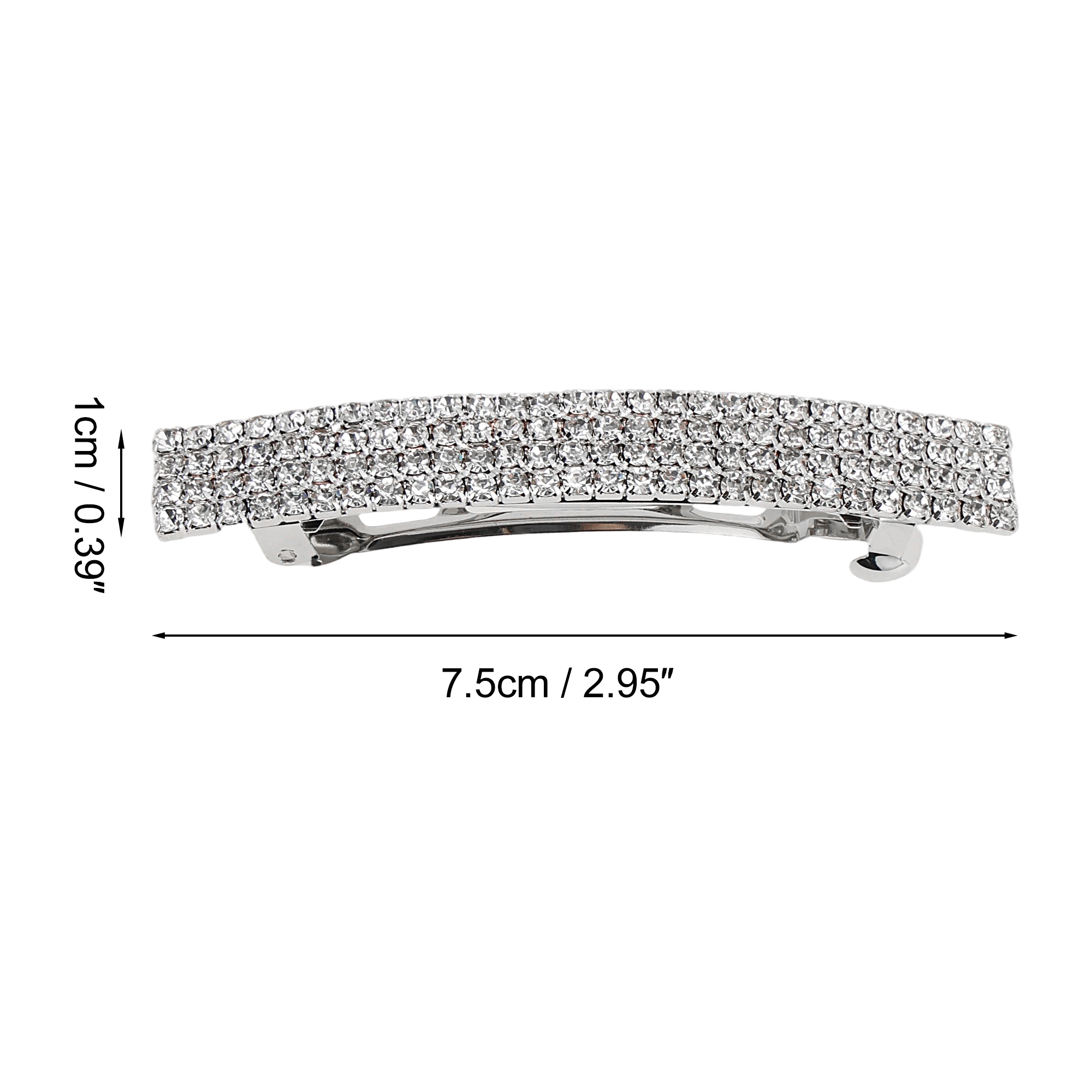 Unique Bargains Grace Crystal Spring Clip Hairpin 4-Row Hair Barrettes Silver Tone
