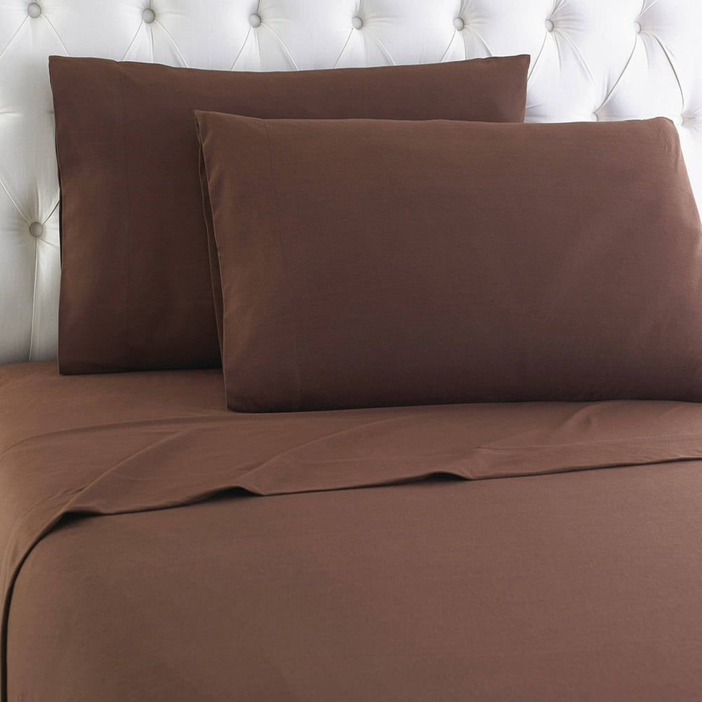 Micro Flannel® Solid Color Sheet Set, Full, Chocolate