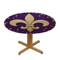 thumbnail image 3 of PIKWEEK  Mardi Gras Fleur De Lis Glitter, Elastic Fitted Edged Round Tablecloth Waterproof Anti-Shrink Soft Polyester Table Cloth Washable Table Cover for Banquet Home Indoor or Outdoor White, 3 of 7