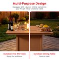 thumbnail image 4 of CostaElm 42'' Outdoor Fire Pit Table, 55,000 BTU Heat Output Gas Propane Fire Pit Table with Glass Wind Guards & Removable Cover Lid, Teak, 4 of 7