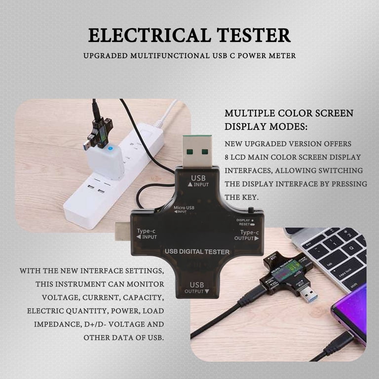 Digitaler LCD USB-C Tester – Voltmeter, Amperemeter, Spannungsprüfer Mit Type-C