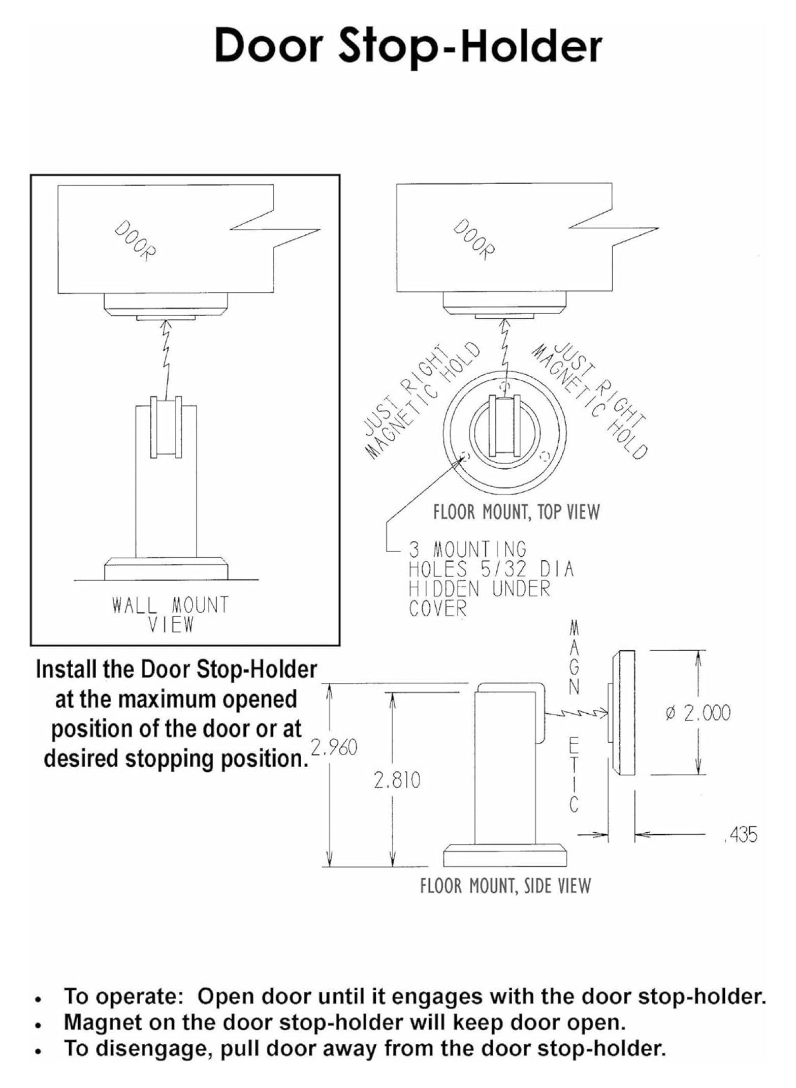 Door Stop Holder & Magnetic Catch - White, Modern Design