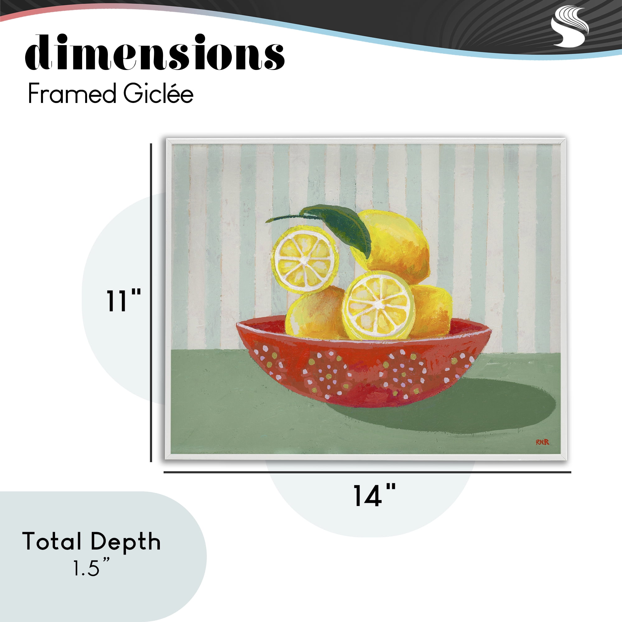 Stupell Industries Sunny Lemons in Red Bowl White Framed Giclee Art, design by Rachael Reese