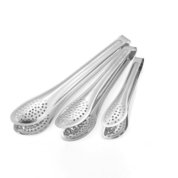 tooloflife Stainless Steel Food Tongs Food Clip with Hollow Out Design Kitchen Tools Silver