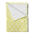 thumbnail image 2 of Floral Soft Flannel Fleece Blanket, Simple Style Geometric Shaped Monochrome Flowers in Continuous Pattern, Cozy Plush for Indoor and Outdoor Use, 60" x 80", White and Pastel Yellow, by Ambesonne, 2 of 5