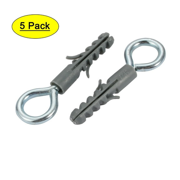 Uxcell 5Pcs 8mmx40mm Self Drilling Drywall Gray w Zinc Plated Screw Hook Eye