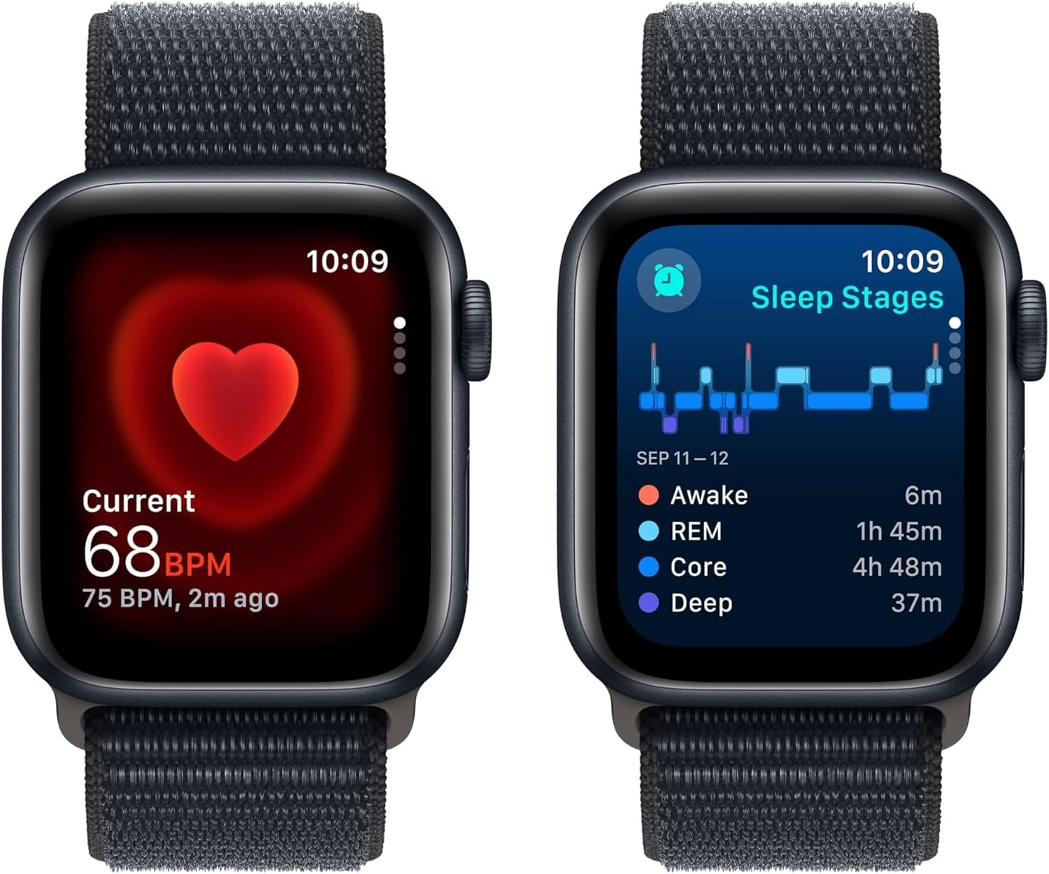 Apple Watch SE (2nd Gen) [GPS 40mm] Smartwatch with Midnight Aluminum Case with Ink Sport Loop