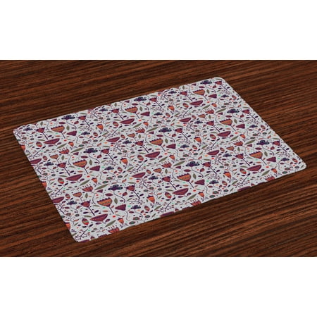 

Floral Placemats Set of 4 Hand Drawn Blossom Field Vibrant Magnolia Pansy Spring Branches Leaves Shabby Motif Washable Fabric Place Mats for Dining Room Kitchen Table Decor Multicolor by Ambesonne