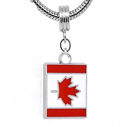 Canada Flag Charm Dangle European Bead Compatible for Most European Snake Chain Bracelet