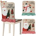 thumbnail image 2 of Spencer Set of 2 Christmas Chair Back Covers Snowman Santa Claus Slipcovers for Dining Room Home Holiday Party Decor, 2 of 8