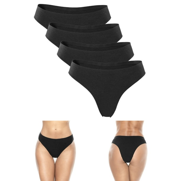 Charmo Women's Cheeky Bikini Panties Soft Underwear Cotton Thongs 4 Pack 