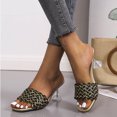 thumbnail image 1 of Sandalias y pantuflas tejidas falsas de tacón alto transparente con boca de pez informal para mujer Wmkox8yii  ytu2559, 1 of 3