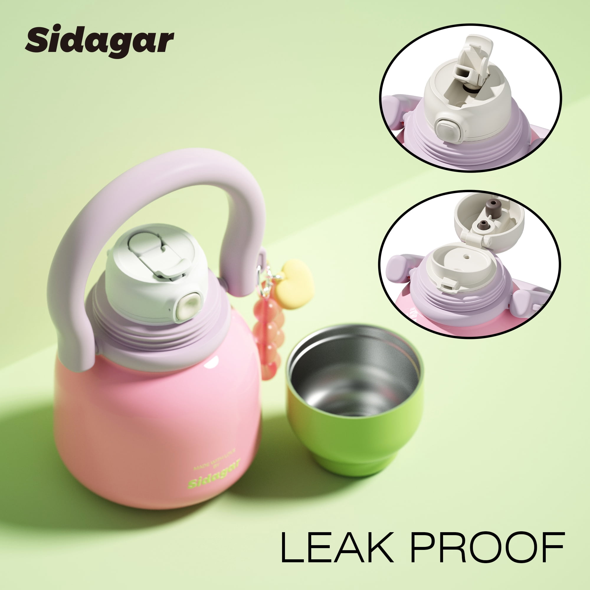 Sidagar 22 oz Pink Stainless Steel Vacuum Insulated Water Bottle
