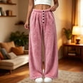 thumbnail image 2 of LIaqionyy Womens Fleece Pants Winter Warm Elastic Waist Wide Leg Fuzzy Lounge Bottoms Long Soft Plush Pajama Pant, 2 of 6