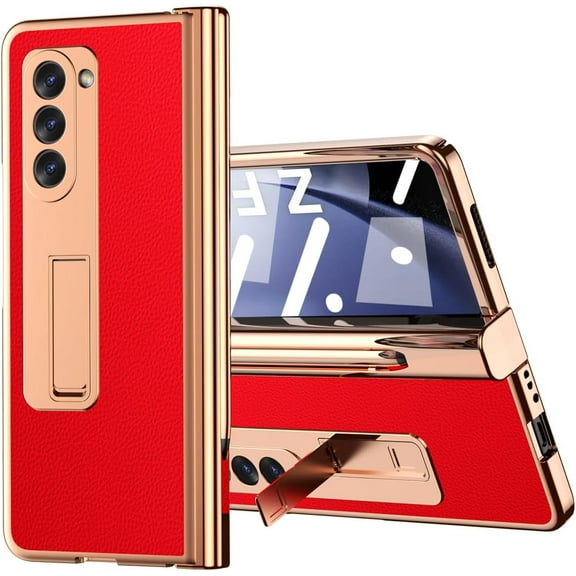 Haobuy for Samsung Galaxy Z Fold 5 Case with Screen Protector Full Hinge Protection with S Pen Holder & S Pen-Red