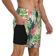 thumbnail image 2 of Kdxio Tropical Flowers Print Men'S Swim Trunks With Compression Liner 7 Inch Inseam Quick Dry Swim Shorts, 2 of 7