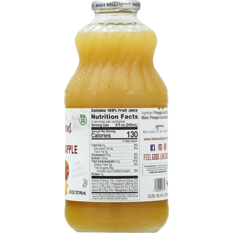 Lakewood Organics Pure Pineapple Not From Concentrate 100% Juice