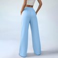 thumbnail image 6 of Women's Solid Cotton Linen Pants, High Waisted Wide Leg Trousers with Button Detail and Split Hem, Casual Summer Pants with Pockets, 6 of 6