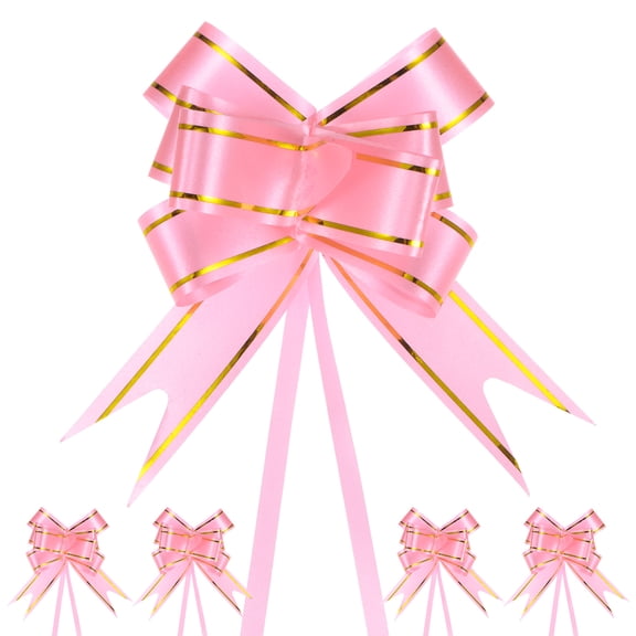 100pcs Ribbon Pull Bows 3.7 Inch Bows for Wedding Baskets Decorations, Light Pink