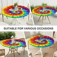 thumbnail image 5 of Tie Dye Round Vinyl Fitted Tablecloth with Elastic Edged, Waterproof Oil Proof Wipeable Table Cover for Indoor Outdoor Patio Table, Fits Round Tables Up to 40" - 44" Diameter, 5 of 6