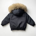 thumbnail image 6 of JUMEYU Kids Winter Jacket Girls Cropped Faux Fur Hood Puffer Bomber Jacket for Girls Snap Front (Black,7-8 Years), 6 of 8