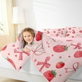 thumbnail image 4 of Manfei Sweet Strawberry Bedding Comforter Set,Cartoon Daisy Loves Twin Comforter Sets,Pink Bowknot Ribbon Bedding Set For Kids,Microfiber Bedroom Decor Reversible,2pcs, 4 of 8