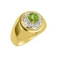 thumbnail image 3 of RYLOS Men's Rings 14K Yellow Gold Designer Gypsy 7MM Round Gemstone & Diamond Ring Peridot August Birthstone Rings Size 11, 3 of 6