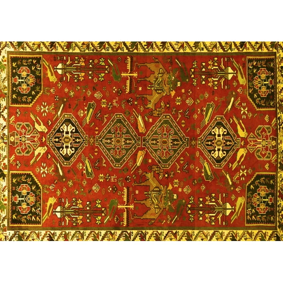 Ahgly Company Indoor Rectangle Persian Yellow Traditional Area Rugs, 2' x 3'