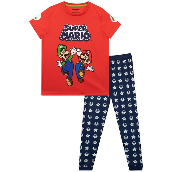 Super Mario Boys Short Sleeve Pajamas Sizes 3 -12