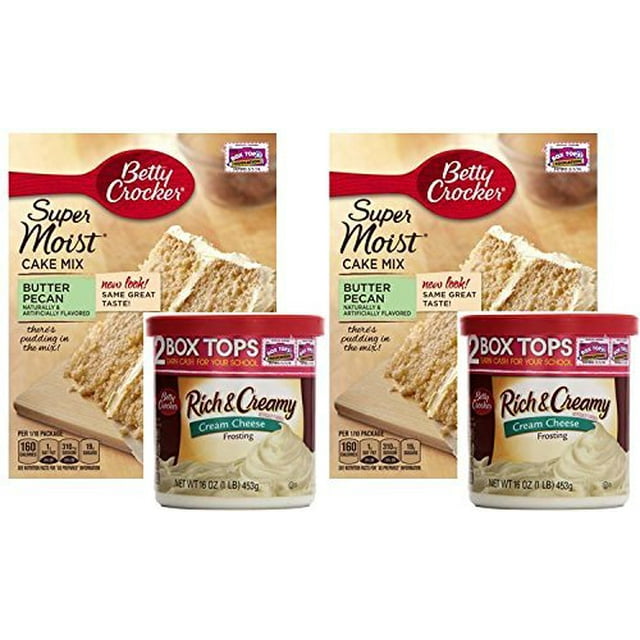 Betty Crocker Butter Pecan Cake Mix and Cream Cheese Frosting Bundle