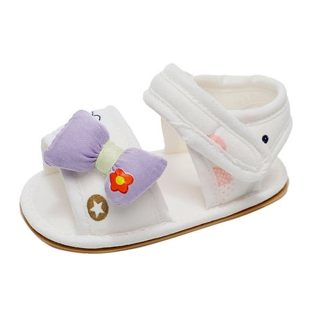 

MIUBAGIAL Girls Bowknot Open Toe Cartoon Prints Shoes First Walkers Shoes Summer Toddler Flat Sandals