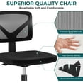 thumbnail image 3 of Ergonomic Armless Desk Chair with Wheels, Breathable Mesh Back, Adjustable Height Office Task Chair for Small Spaces, Black, 3 of 7