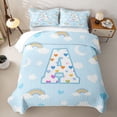 thumbnail image 2 of jejeloiu Rainbow Cloud Monogram A Twin Quilt Set For Kids,Colorful Heart Stars Initial Twin Coverlet Set For Girls,2pcs, 2 of 7