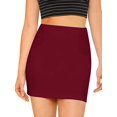 thumbnail image 1 of Falda Corta de algodón elástico de Punto Acanalado para Mujer, Negro Rojo vino M Rojo vino M Xishao ropa, 1 of 2