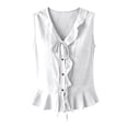 thumbnail image 4 of Fgnfyis Womens Tank Tops Sleeveless Ruffle Vest Casual Polished Summer Daily Summer Tank Tops for Women White XL, 4 of 5