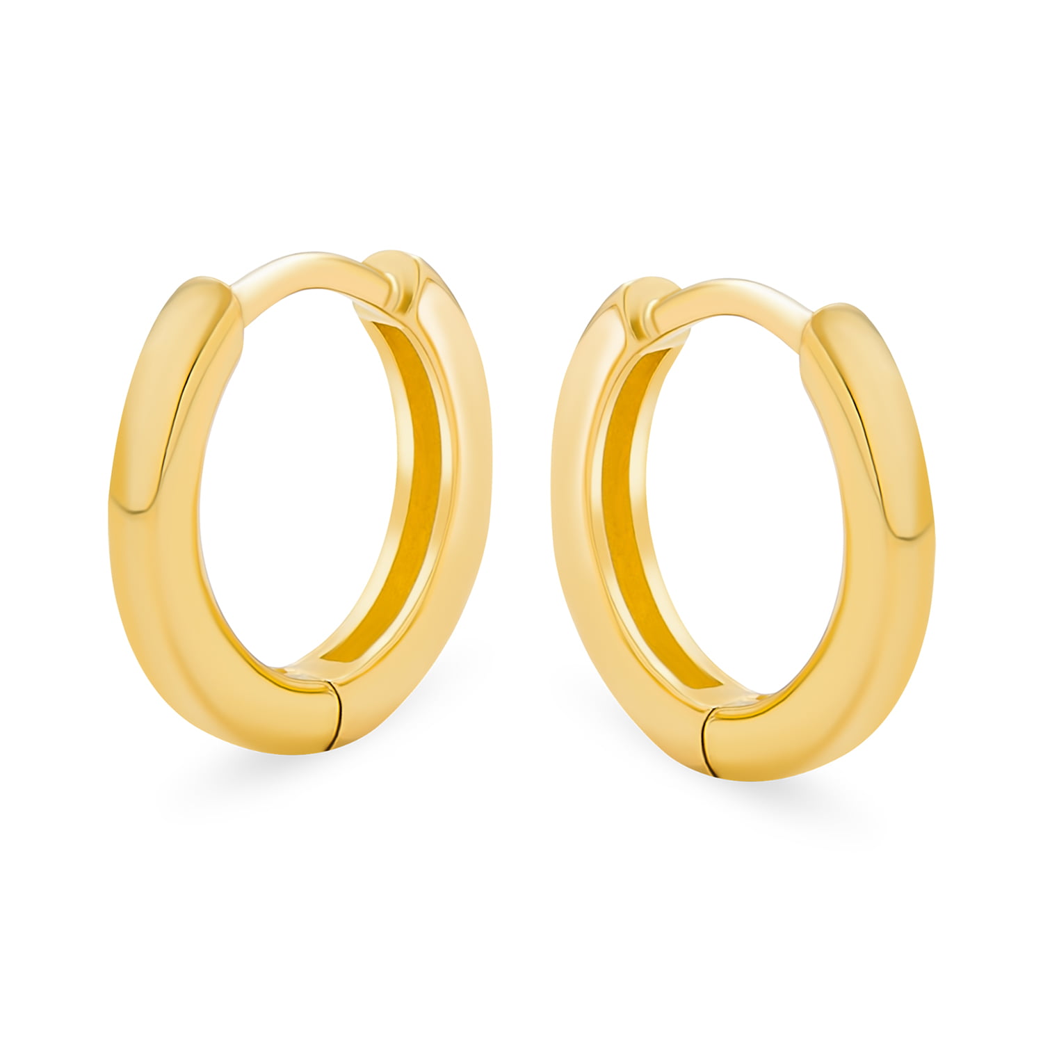 Mens Ladies 14k White Gold Polished Hinged Huggie Hoop Earrings 14mm x 3mm 