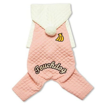 Touchdog Fashion Designer Pet Dog Hooded Sweater - Pink & White - Large