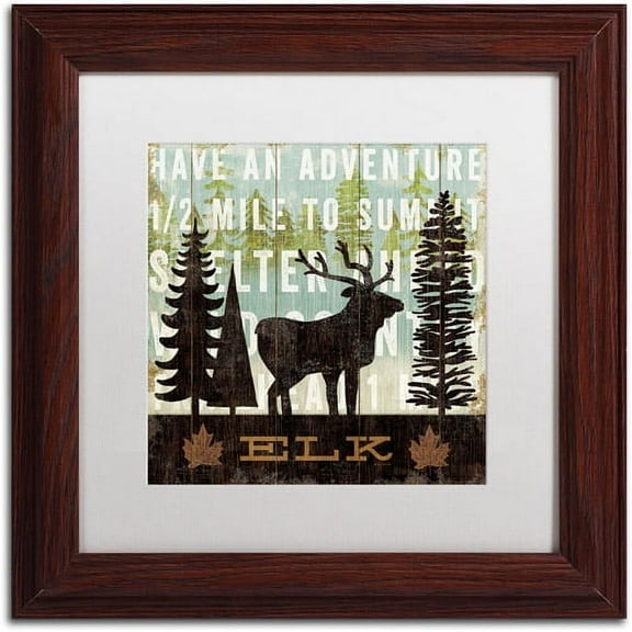 Trademark Fine Art "Simple Living Elk" Canvas Art by Michael Mullan, White Matte, Wood Frame