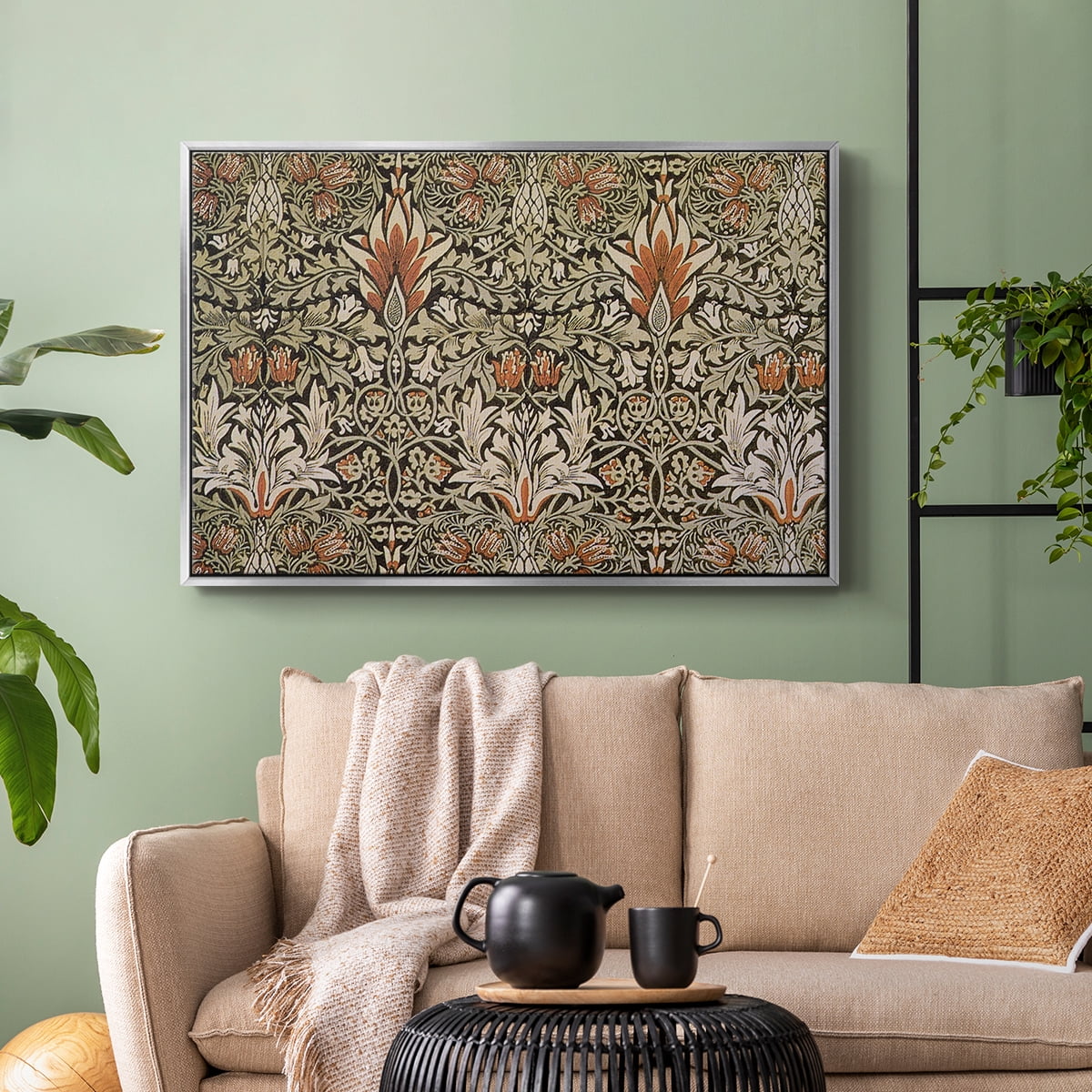 Vintage Abstract Print-LVI Framed in Silver Wood Gallery Wrapped Canvas 17 in. x 25 in.