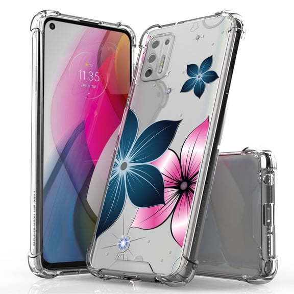 ANJ  Hybrid Slim Hard Back Cover Case Flexible Bumper for Motorola Moto G Stylus 2021 - Mystic Flowers
