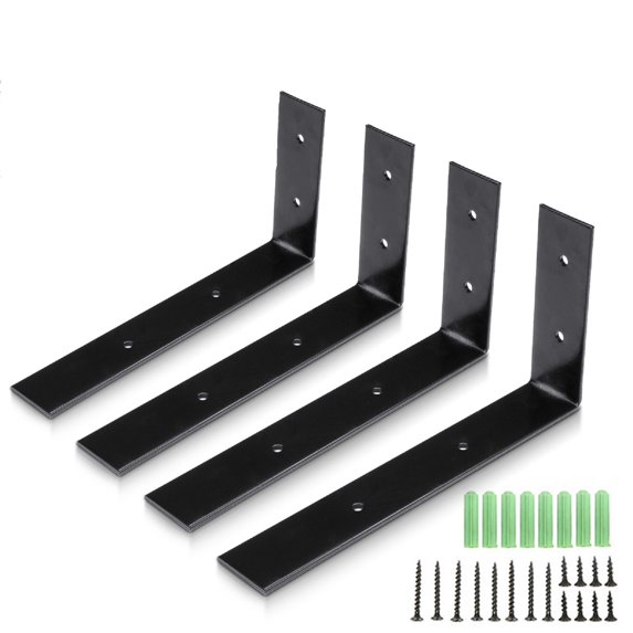 4Pcs Heavy Duty Iron Shelf Brackets for Wall, L Shaped Metal Shelving Bracket Supports